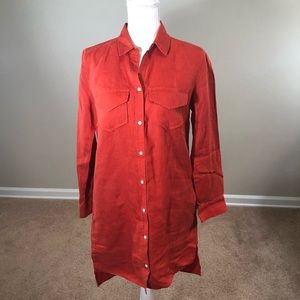 Banana Republic Linen Shirt Dress Coral SZ 2